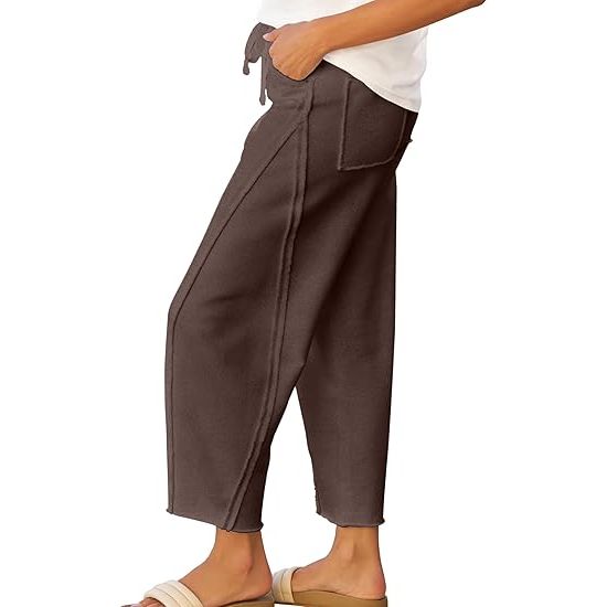 Raw Edge Barrel Leg Cropped Pants