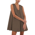 Solid Color Sleeveless Bubble Babydoll Mini Dress