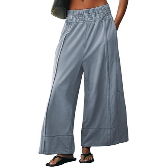 Cotton Blend Seamed Wide Leg pants
