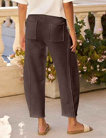 Raw Edge Barrel Leg Cropped Pants