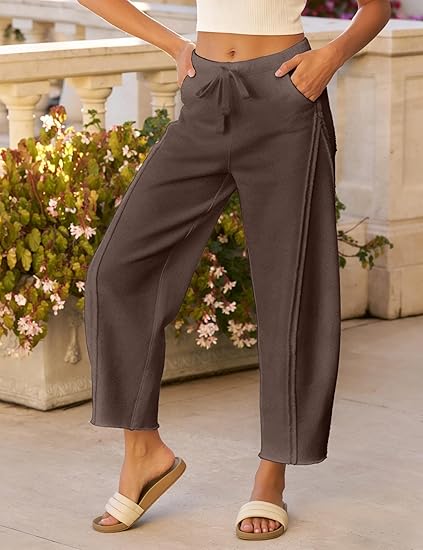 Raw Edge Barrel Leg Cropped Pants