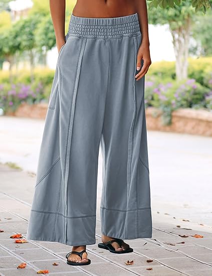 Cotton Blend Seamed Wide Leg pants